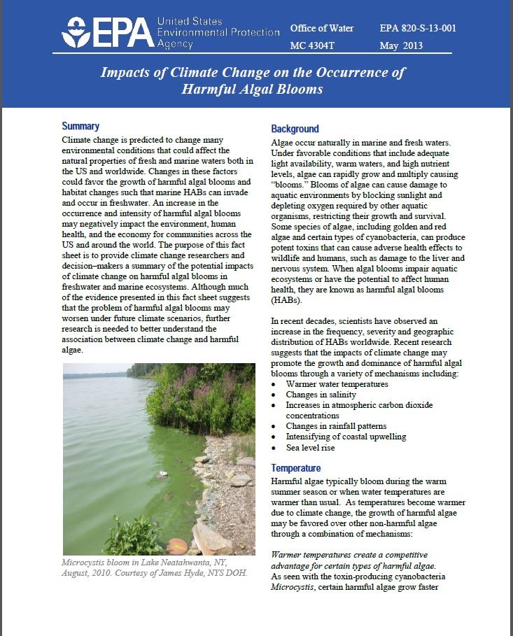 climate Change and Harmful Algal Blooms (USEPA)